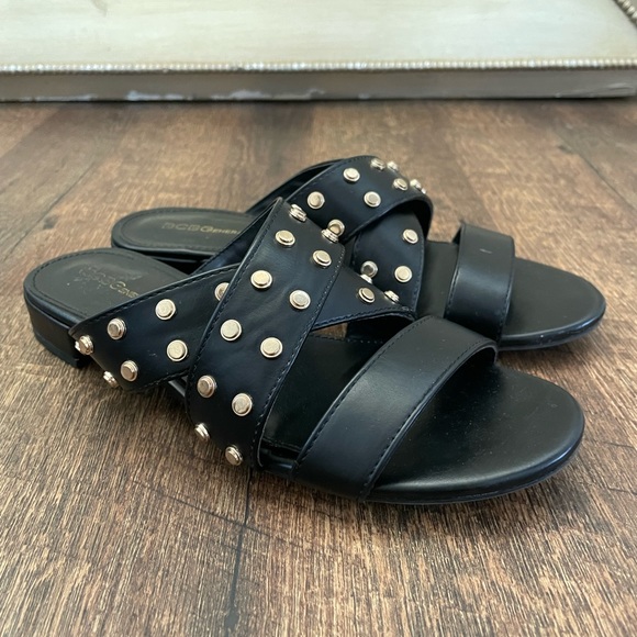 BCBGeneration Dana Smith Semi Matte Studded Leather Slide - Picture 1 of 7